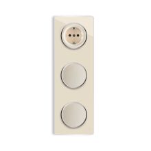 Schuko-Steckdose + 2x Lichtschalter einfach + Glas-Abdeckrahmen 3fach senktrecht - beige